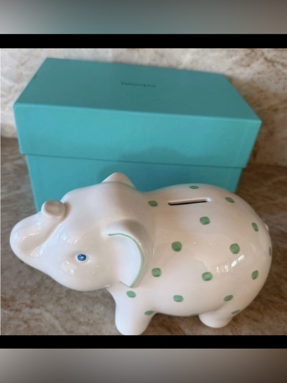 Tiffany & Co Ceramic Polka Dot Elephant Bank w/box ✨Excellent Condition ✨ 💯%Auth